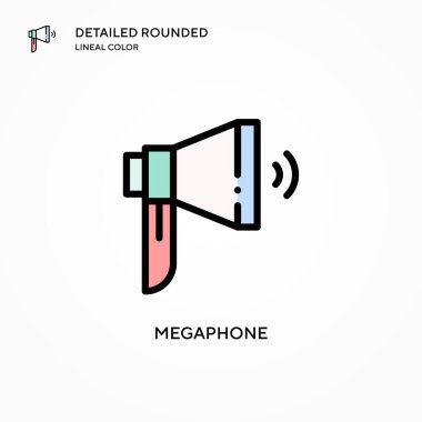 Megafon vektör simgesi. Modern vektör illüstrasyon kavramları. Düzenlemesi ve kişiselleştirmesi kolay.