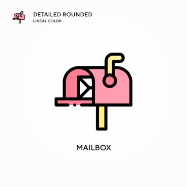 Posta kutusu vektör simgesi. Modern vektör illüstrasyon kavramları. Düzenlemesi ve kişiselleştirmesi kolay.
