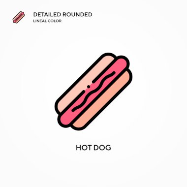 Hot dog vektör simgesi. Modern vektör illüstrasyon kavramları. Düzenlemesi ve kişiselleştirmesi kolay.