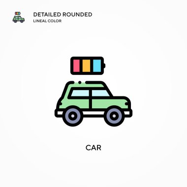 Araba vektör simgesi. Modern vektör illüstrasyon kavramları. Düzenlemesi ve kişiselleştirmesi kolay.