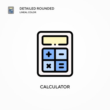 Hesap makinesi vektör simgesi. Modern vektör illüstrasyon kavramları. Düzenlemesi ve kişiselleştirmesi kolay.