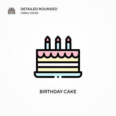 Doğum günü pastası ikonu. Modern vektör illüstrasyon kavramları. Düzenlemesi ve kişiselleştirmesi kolay.