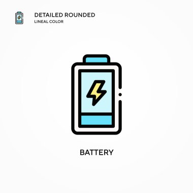 Batarya vektör simgesi. Modern vektör illüstrasyon kavramları. Düzenlemesi ve kişiselleştirmesi kolay.