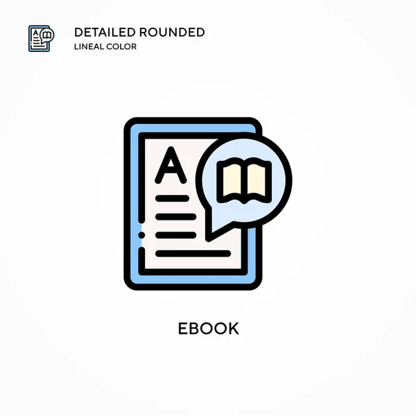 Ícone Vetorial Ebook Conceitos Modernos Ilustração Vetorial Fácil Editar Personalizar — Vetor de Stock