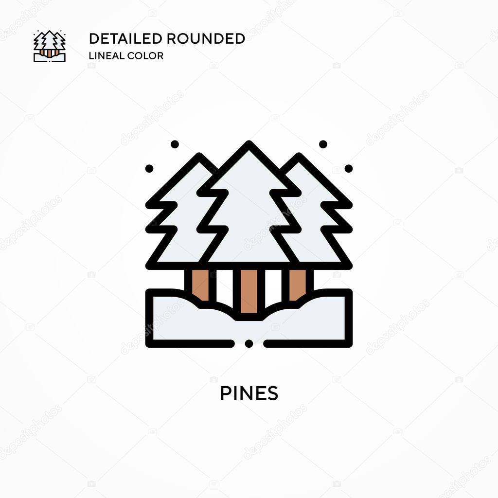Pines vector icon. Modern vector illustration concepts. Easy to edit and customize.