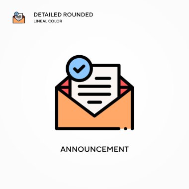 Duyuru vektör simgesi. Modern vektör illüstrasyon kavramları. Düzenlemesi ve kişiselleştirmesi kolay.