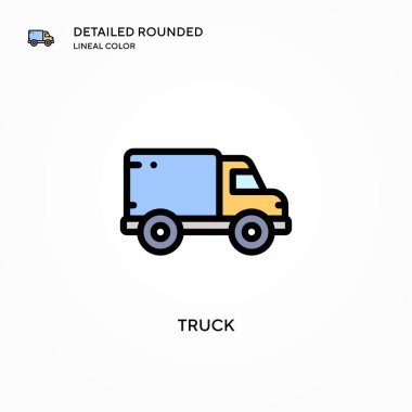 Kamyon vektör simgesi. Modern vektör illüstrasyon kavramları. Düzenlemesi ve kişiselleştirmesi kolay.
