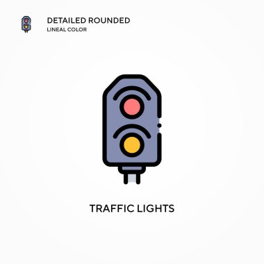 Trafik ışıkları vektör simgesi. Modern vektör illüstrasyon kavramları. Düzenlemesi ve kişiselleştirmesi kolay.