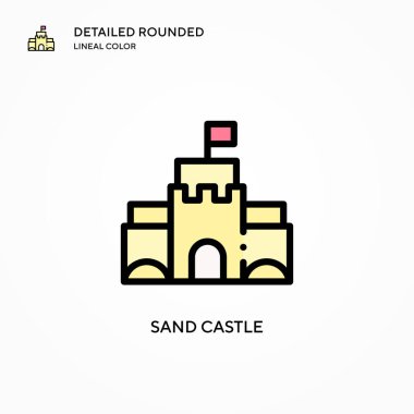 Kumdan kale vektör simgesi. Modern vektör illüstrasyon kavramları. Düzenlemesi ve kişiselleştirmesi kolay.