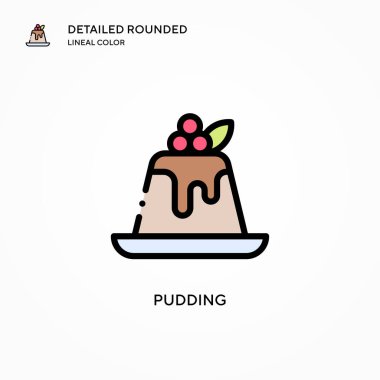 Puding vektör simgesi. Modern vektör illüstrasyon kavramları. Düzenlemesi ve kişiselleştirmesi kolay.