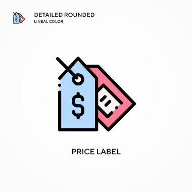 Fiyat etiketi vektör simgesi. Modern vektör illüstrasyon kavramları. Düzenlemesi ve kişiselleştirmesi kolay.