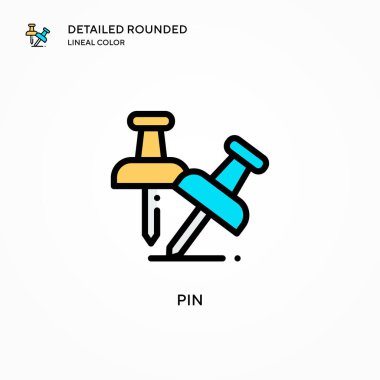 Pin vektör simgesi. Modern vektör illüstrasyon kavramları. Düzenlemesi ve kişiselleştirmesi kolay.