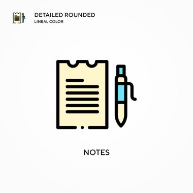 Not vektör simgesi. Modern vektör illüstrasyon kavramları. Düzenlemesi ve kişiselleştirmesi kolay.