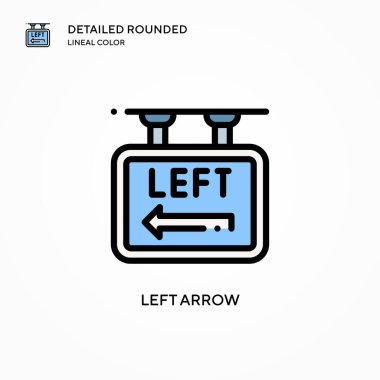 Sol ok vektör simgesi. Modern vektör illüstrasyon kavramları. Düzenlemesi ve kişiselleştirmesi kolay.