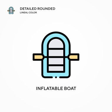 Şişirilebilir tekne vektör simgesi. Modern vektör illüstrasyon kavramları. Düzenlemesi ve kişiselleştirmesi kolay.