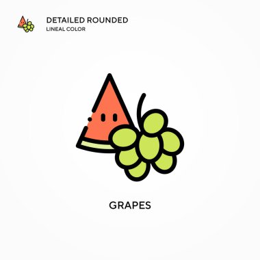 Üzüm vektör simgesi. Modern vektör illüstrasyon kavramları. Düzenlemesi ve kişiselleştirmesi kolay.