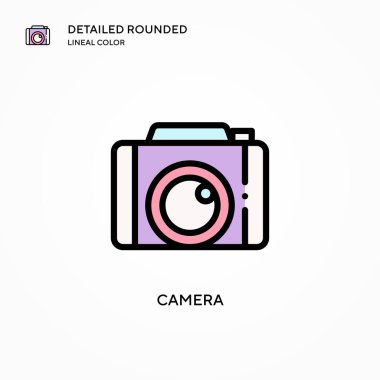 Kamera vektör simgesi. Modern vektör illüstrasyon kavramları. Düzenlemesi ve kişiselleştirmesi kolay.