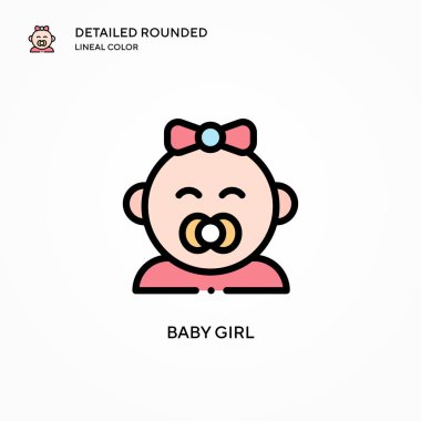 Bebek kız vektör ikonu. Modern vektör illüstrasyon kavramları. Düzenlemesi ve kişiselleştirmesi kolay.