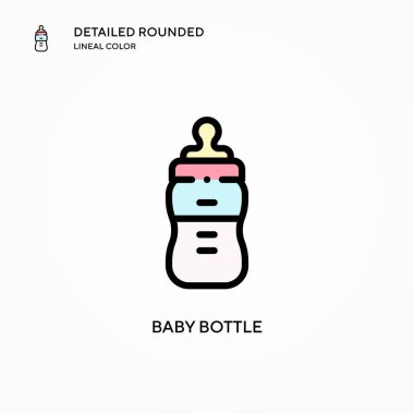 Bebek şişe vektör ikonu. Modern vektör illüstrasyon kavramları. Düzenlemesi ve kişiselleştirmesi kolay.