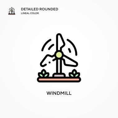 Yel değirmeni ikonu. Modern vektör illüstrasyon kavramları. Düzenlemesi ve kişiselleştirmesi kolay.