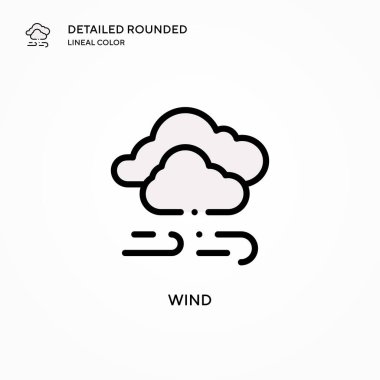 Rüzgar vektör simgesi. Modern vektör illüstrasyon kavramları. Düzenlemesi ve kişiselleştirmesi kolay.