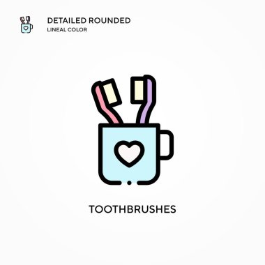 Diş fırçası vektör simgesi. Modern vektör illüstrasyon kavramları. Düzenlemesi ve kişiselleştirmesi kolay.