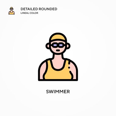 Yüzücü vektör simgesi. Modern vektör illüstrasyon kavramları. Düzenlemesi ve kişiselleştirmesi kolay.