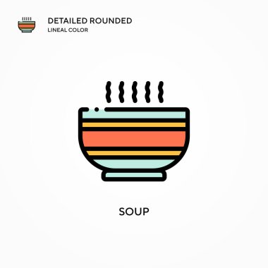 Çorba vektör simgesi. Modern vektör illüstrasyon kavramları. Düzenlemesi ve kişiselleştirmesi kolay.