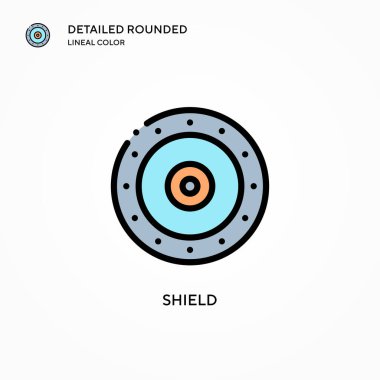 Kalkan vektör simgesi. Modern vektör illüstrasyon kavramları. Düzenlemesi ve kişiselleştirmesi kolay.