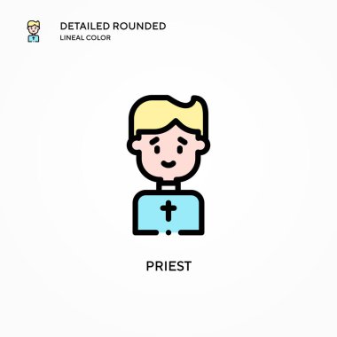 Rahip vektör ikonu. Modern vektör illüstrasyon kavramları. Düzenlemesi ve kişiselleştirmesi kolay.