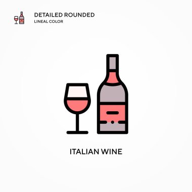 İtalyan şarap ikonu. Modern vektör illüstrasyon kavramları. Düzenlemesi ve kişiselleştirmesi kolay.