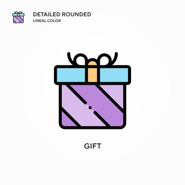 Hediye vektör simgesi. Modern vektör illüstrasyon kavramları. Düzenlemesi ve kişiselleştirmesi kolay.