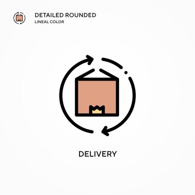Teslimat vektör simgesi. Modern vektör illüstrasyon kavramları. Düzenlemesi ve kişiselleştirmesi kolay.