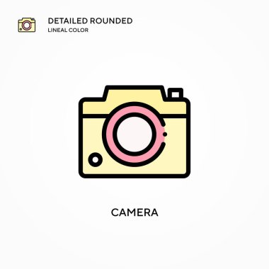 Kamera vektör simgesi. Modern vektör illüstrasyon kavramları. Düzenlemesi ve kişiselleştirmesi kolay.