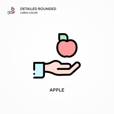 Elma vektör simgesi. Modern vektör illüstrasyon kavramları. Düzenlemesi ve kişiselleştirmesi kolay.