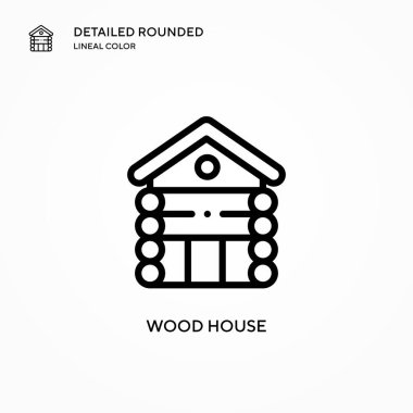 Ahşap ev vektör simgesi. Modern vektör illüstrasyon kavramları. Düzenlemesi ve kişiselleştirmesi kolay.