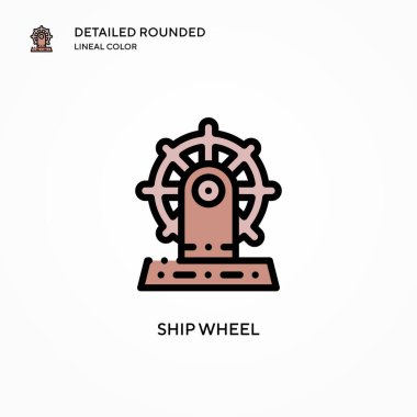 Gemi tekerleği vektör simgesi. Modern vektör illüstrasyon kavramları. Düzenlemesi ve kişiselleştirmesi kolay.