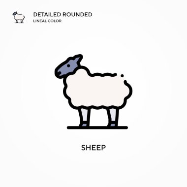 Koyun vektör simgesi. Modern vektör illüstrasyon kavramları. Düzenlemesi ve kişiselleştirmesi kolay.