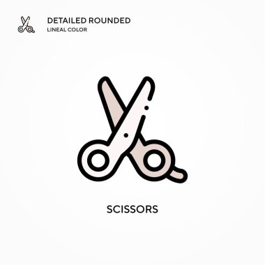 Makas vektör simgesi. Modern vektör illüstrasyon kavramları. Düzenlemesi ve kişiselleştirmesi kolay.