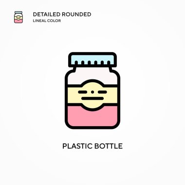 Plastik şişe vektör simgesi. Modern vektör illüstrasyon kavramları. Düzenlemesi ve kişiselleştirmesi kolay.