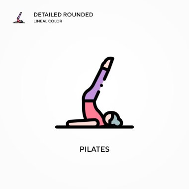Pilates vektör simgesi. Modern vektör illüstrasyon kavramları. Düzenlemesi ve kişiselleştirmesi kolay.