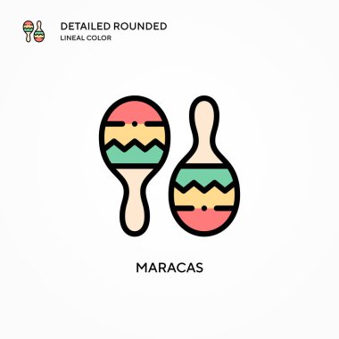 Maracas vektör simgesi. Modern vektör illüstrasyon kavramları. Düzenlemesi ve kişiselleştirmesi kolay.