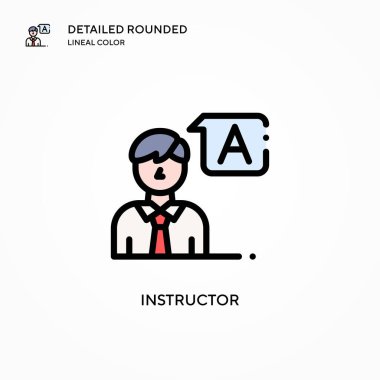 Eğitmen vektör simgesi. Modern vektör illüstrasyon kavramları. Düzenlemesi ve kişiselleştirmesi kolay.