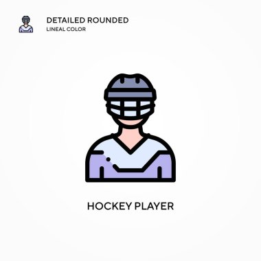 Hokey oyuncusu vektör simgesi. Modern vektör illüstrasyon kavramları. Düzenlemesi ve kişiselleştirmesi kolay.