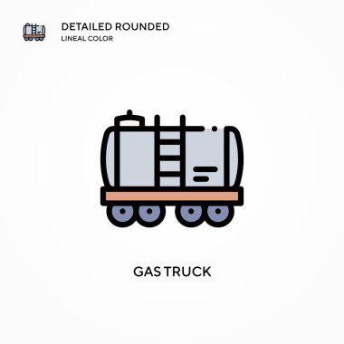 Gaz kamyonu vektör simgesi. Modern vektör illüstrasyon kavramları. Düzenlemesi ve kişiselleştirmesi kolay.