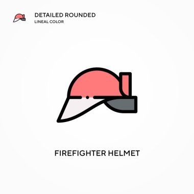 İtfaiyeci miğferi vektör ikonu. Modern vektör illüstrasyon kavramları. Düzenlemesi ve kişiselleştirmesi kolay.