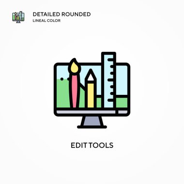 Araç vektör simgesini düzenle. Modern vektör illüstrasyon kavramları. Düzenlemesi ve kişiselleştirmesi kolay.