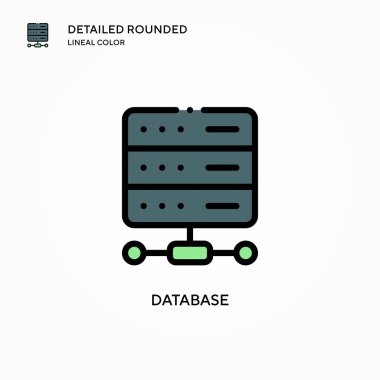 Veritabanı vektör simgesi. Modern vektör illüstrasyon kavramları. Düzenlemesi ve kişiselleştirmesi kolay.