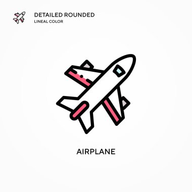 Uçak vektör simgesi. Modern vektör illüstrasyon kavramları. Düzenlemesi ve kişiselleştirmesi kolay.