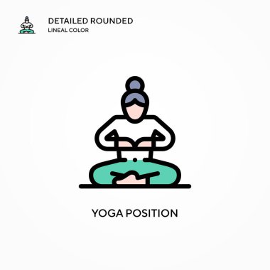 Yoga konum vektör simgesi. Modern vektör illüstrasyon kavramları. Düzenlemesi ve kişiselleştirmesi kolay.